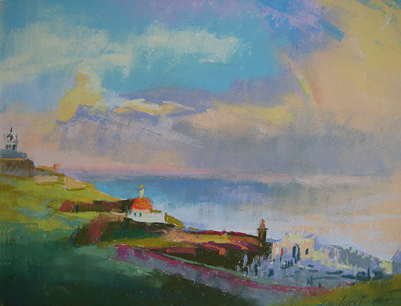 Artist Judith Carducci pastel landscape: El Moro - Cemetery, Old San Juan ©2009