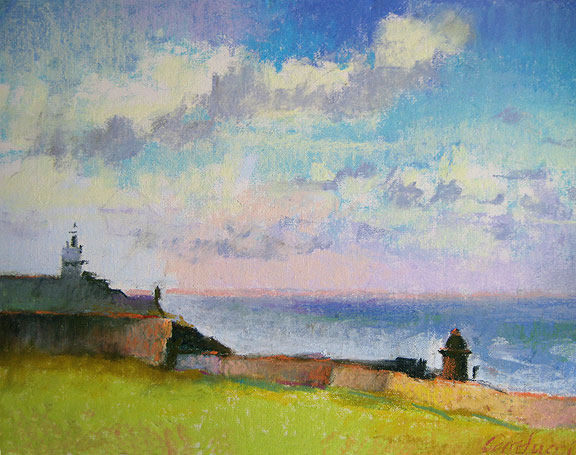 Artist Judith Carducci pastel landscape: El Moro #2, Cemetary, Old San Juan ©2009