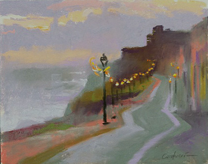 Artist Judith Carducci pastel landscape: Fort San Cristobal, Old San Juan Before Dawn ©2010