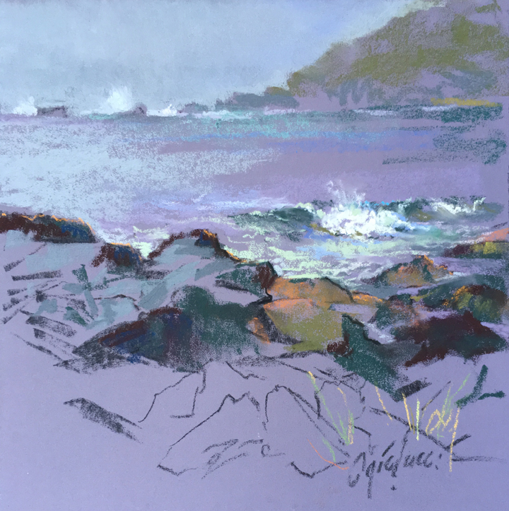 Judith Carducci plein air pastel Monhegan Island Swim Beach