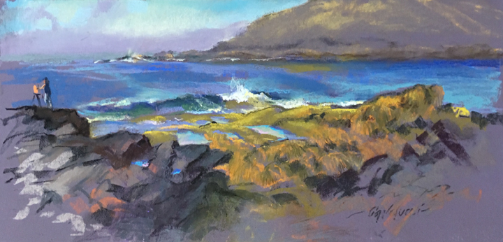 Judith Carducci plein air pastel Monhegan Island Swim Beach